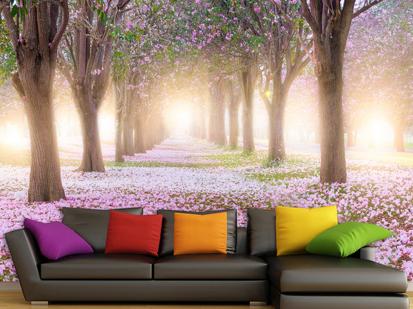 Peel and Stick Made In-House Print For Living Room, Lounge Area "Blooming Trees"