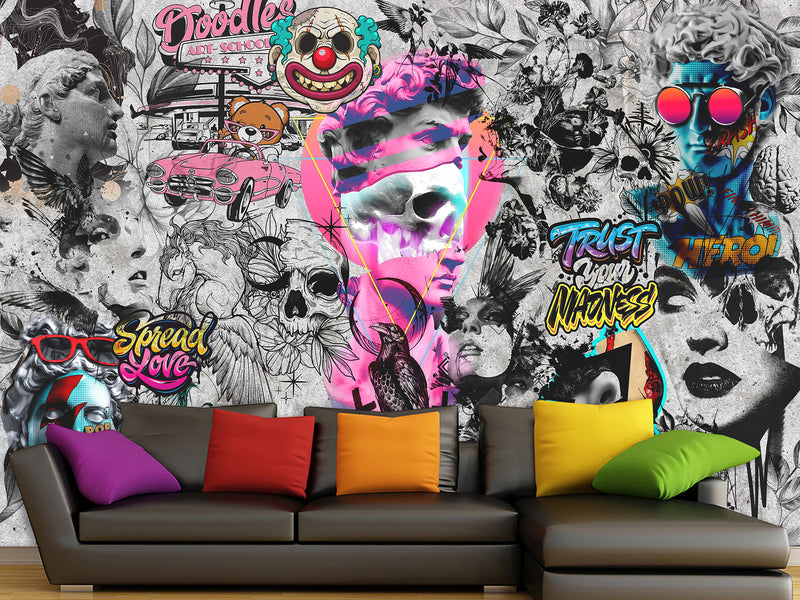 Traditional Wall Mural "Urban Style Street Art Wallpaper", Decor for Bedroom, Living Room, Teen Room 🎨