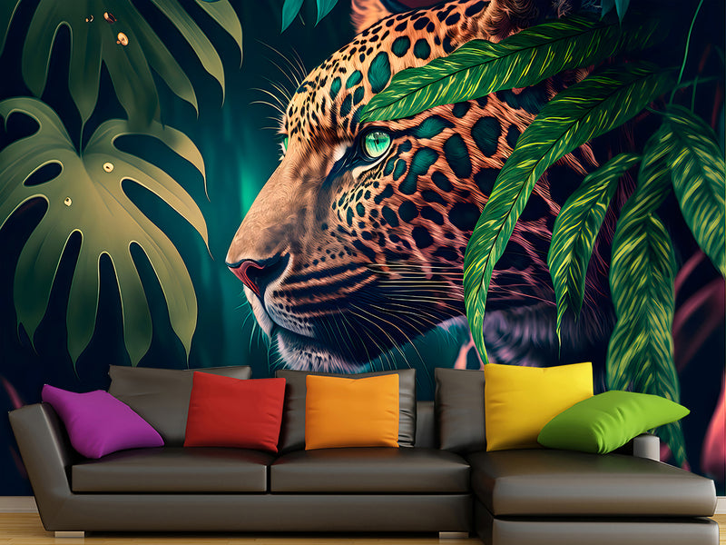 Modern Peel and Stick Photo Wallpaper for Living Room or Bedroom – "Jaguar" Wall Print