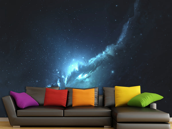 Peel and Stick Wall Mural Full-Wall Art Wallpaper "Space Nebula Surrounded by Stars" Decor For Bedroom