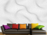 Black and White Self-Adhesive Wallpaper for Living Room and Office "Spiral Abstraction" for Futuristic Design