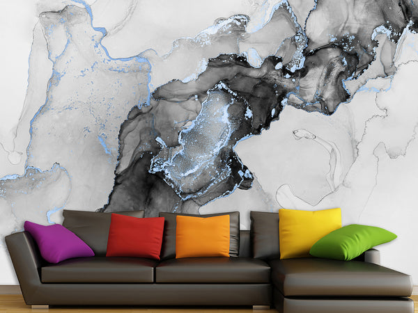 Non-Woven Wall Wallpaper For Office, Art Design For Bedroom, Abstraction Mural "Black And White Haze"