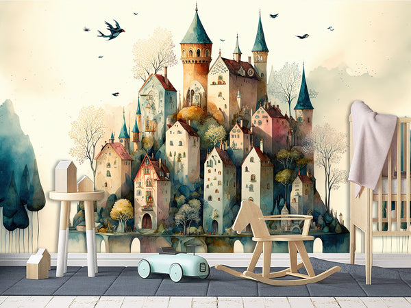 Self-Adhesive Mural Print For Kids' Space "City From A Fairy Tale" Kids Room Print