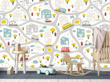 3D Non-Woven Photo Wallpaper "Children's Wall Road" – Fun Wall Mural for Kids’ Room or Study Area