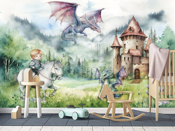 Self-Adhesive Full Wall Wallpaper Princess Rescue Print for Kids Room