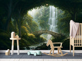 Kids’ wallpaper, creative design Peel and Stick mural for children’s room, art print "Elven Forest with Bridge" 🌿🧚
