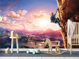 3D Non-Woven Mural Adventure Kids Wallpaper – Zelda on the Cliff | Full Wall Mural for Playroom or Gaming Room