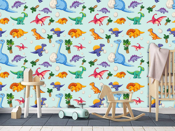 Kids Dinosaur Wallpaper For Kids – Cute Dino Print For Children’s Room Wall Decor
