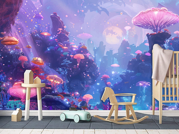 Peel & Stick Vinyl Wallpaper Kids' Room Wall Desing Mural – Fantastic Underwater World Theme