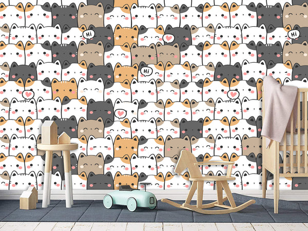 Peel and Stick Wall Mural Cute Kittens Print For Kids’ Room Decor