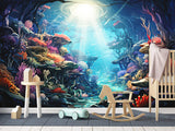 Peel and Stick Kids’ Wallpaper Full Wall Mural – “Mysteries of the Deep” For Kids’ Room