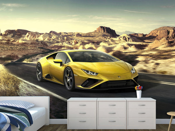 Full-Size Traditional Wallpaper – Lamborghini Wall Mural for Teen Bedroom Kitchen & Living Room