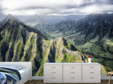 Motivational Art Print for Relaxation, Vinyl Wallpaper Peel and Stick Mural for Living Room 'Mountains from Above', 3D Wall Mural