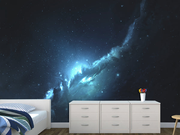 Peel and Stick Wall Mural Full-Wall Art Wallpaper "Space Nebula Surrounded by Stars" Decor For Bedroom