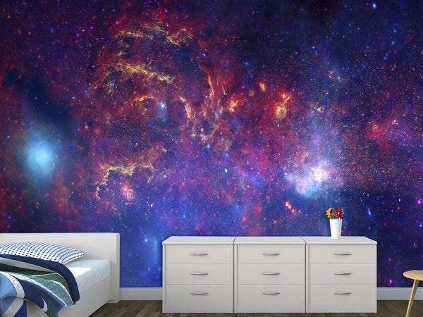 Peel & Stick Print Purple Nebula – Full Wall Wallpaper Mural For Living Room Or Bedroom