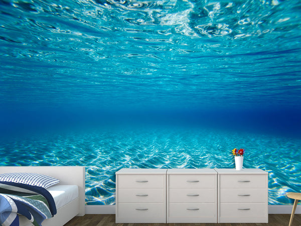 Peel and Stick Vinyl Blue Ocean Wallpaper – Serene Sea Wall Mural for Coastal or Nautical Interior Decorfor bedroom, hall