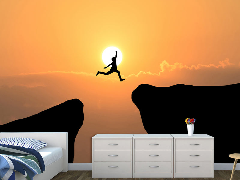 Peel and Stick Wallpaper Leap Over the Abyss – A Test of Courage Wallpaper for Bedroom or Living Room