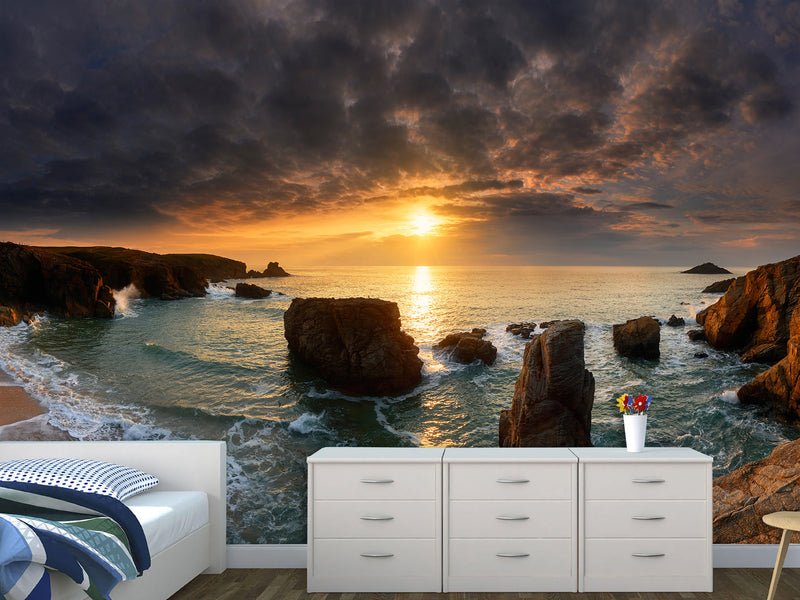 🏞️Natural Print For Comfort Traditional Wall Murals "Bay Of Biscay Near Italy" For Office, Bedroom, Study 🏞️