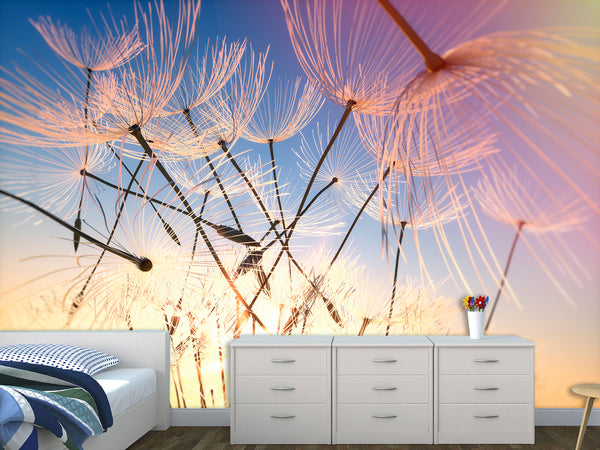 Peel & Stick Mural For Full Wall Photo Wallpaper – Dandelion in the Wind | Home Wall Desing