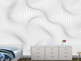 Black and White Self-Adhesive Wallpaper for Living Room and Office "Spiral Abstraction" for Futuristic Design