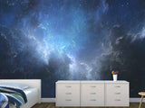Peel and Stick Wall Mural Full-Wall Photo Wallpaper "Dark Blue Galaxy Ink Art" Art For Bedroom Or Office
