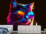 Non-Woven Photo Mural Print For Gym, Office, Workshop "Neon Cat"