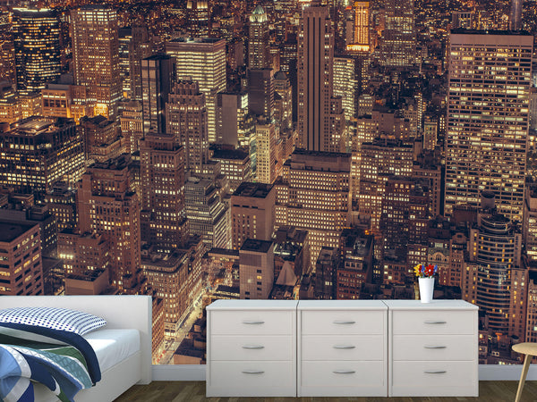 Durable Self-Adhesive Photo Wallpaper For Living Room, Bedroom Design "Night City Of New York"