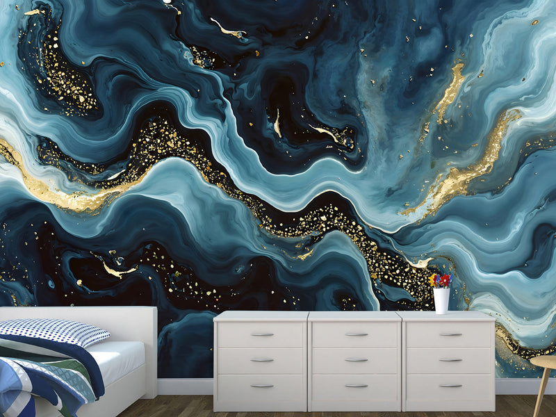 Incredible Design Accent Wall Self-Adhesive Wallpaper For Creative Office Or Living Room Design "Blue Domination"