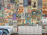 Wall mural Retro Poster Wallpaper – Vintage Ad Style Decor For Gym Or Recreation Room