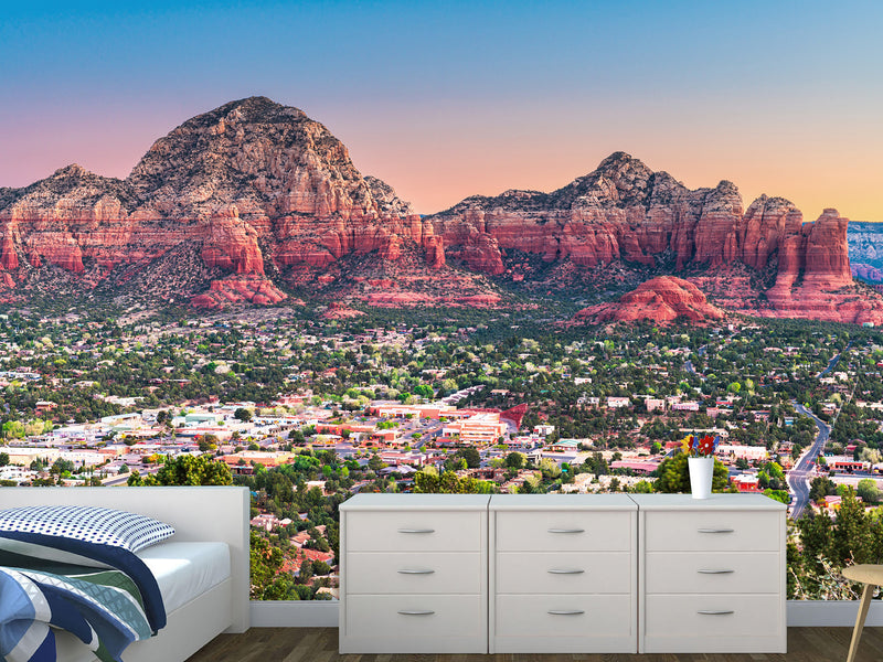 Full-Wall Peel and Stick Wallpaper with "Capitol Butte, Sedona" Design — Stylish Home Wall Mural