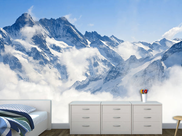 Self-Adhesive Full Wall Wallpaper for Bedroom or Lounge – Alpine Peaks Landscape Design for Home