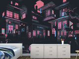 Neon City At Night – Modern Traditional Wall Mural For Interior Design 🌃