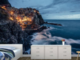 Unique Print For Home Design Self-Adhesive Wall Mural Full Wall Design For Living Room, Bedroom, Lounge Area "City On Sloping Mountains By The Sea"