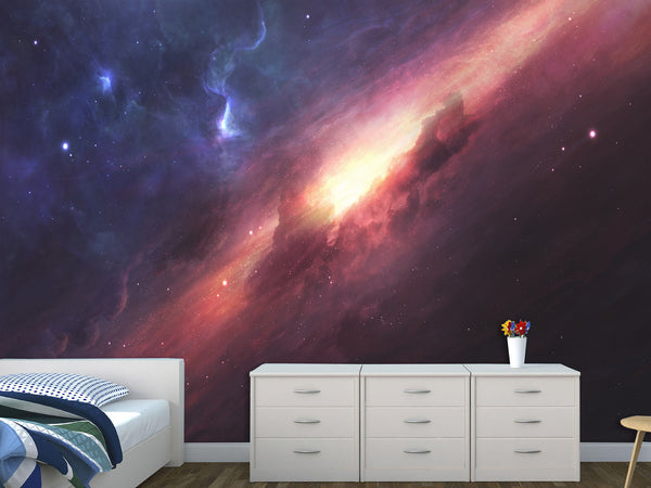 Peel and Stick Wall Mural Full-Wall Photo Wallpaper "Cosmic Nebula" Design For Bedroom Or Living Room