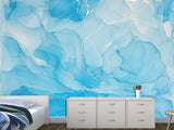Vinyl Wallpaper Peel and Stick Abstract Wallpaper for Apartment Design Full-Wall Mural for Living Room and Hall "Intertwining of Blue and Gold" ✨