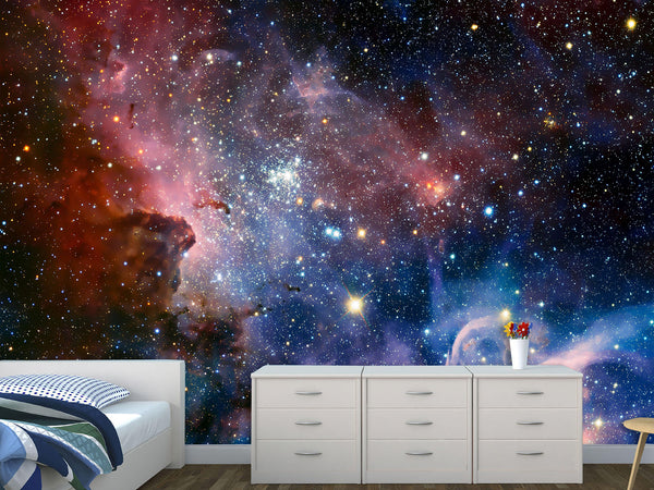 Non-Woven Wallpaper Full Wall Mural – “Star Cluster in the Infinite Universe” – Print for Bedroom or Living Room