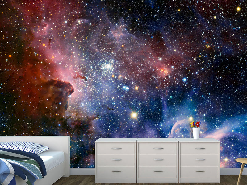 Non-Woven Wallpaper Full Wall Mural – “Star Cluster in the Infinite Universe” – Print for Bedroom or Living Room