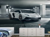Non-Woven Wallpaper On The Wall Lamborghini Themed Wall Murals For Teen Bedroom, Kitchen, Living Room