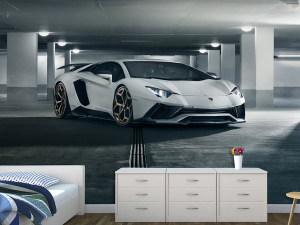 Non-Woven Wallpaper On The Wall Lamborghini Themed Wall Murals For Teen Bedroom, Kitchen, Living Room