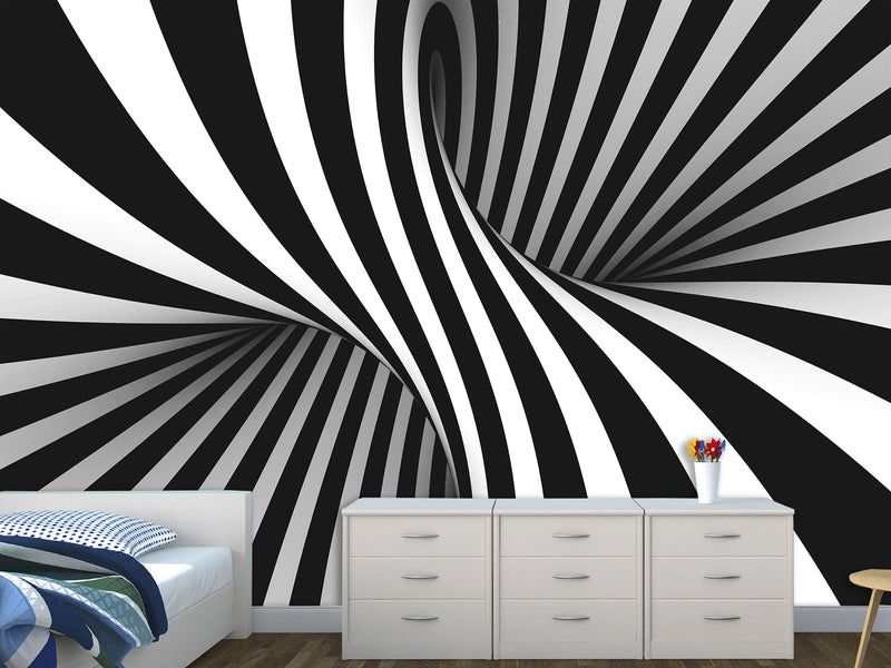 Unique Creative Design Non-Woven Wallpaper for Home Wall "Illusion" – 3D Bedroom Mural Above the Bed 🌀