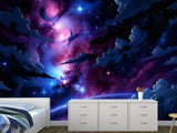 Self-Adhesive Wall Mural Interesting Universe Design For Living Room Bedroom "Cosmic Storm Of Light"✨