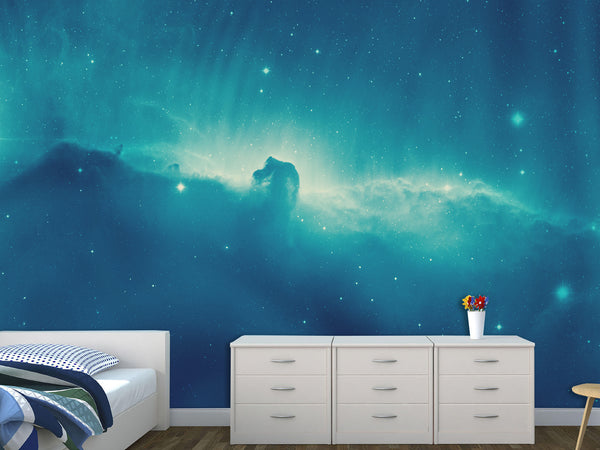 3D Self-Adhesive Vinyl Wallpaper “Glow in the Cosmic Nebula” – Space-Inspired Mural for Bedroom Decor