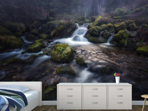 Peel and Stick Oracal film, Wall Mural wallpaper for the house “Mountain Waterfall”