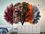Beautiful Modern Non-Woven Full-Wall Wallpapers For Home, Office "Tree Of Seasons"