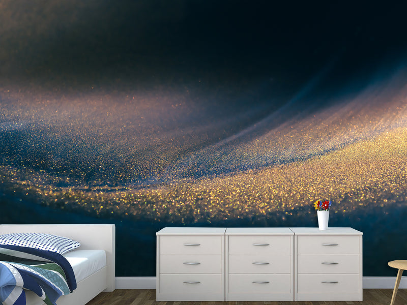 ✨Abstract Style Design for Space Decoration Peel and Stick Mural "Golden Wave" for Kitchen, Hall, Art Space