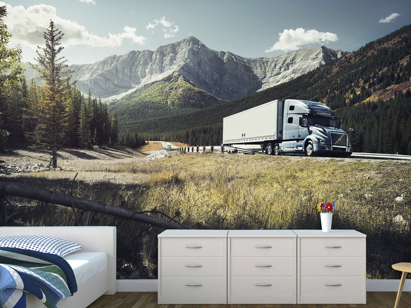 Peel and Stik Wallpaper Volvo On Mountain Road – 3D Wall Art For Bedroom, Kitchen And Living Room