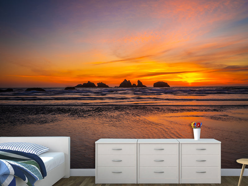 Non-Woven Mural Large Wall Art For Bedroom, Living Room Or Relaxation Zone – Ocean Sunset