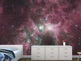 Non-Woven Wallpaper Design “Nebula with Stars” Wall Mural for Bedroom & Living Room