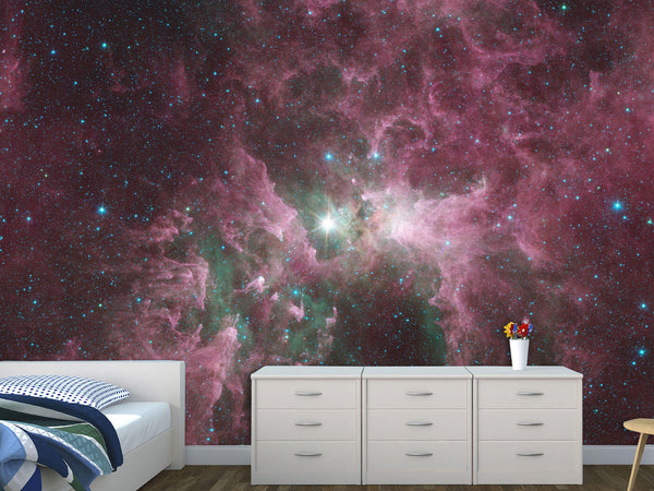Non-Woven Wallpaper Design “Nebula with Stars” Wall Mural for Bedroom & Living Room
