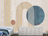 Non-Woven Wall Mural In Art Deco Style  "Geometric Ensemble" For Office  Living Room Bedroom🎨